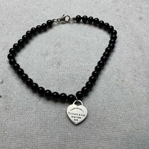 Tiffany&Co. Black Onyx Return to Tiffany Small Bead Bracelet 7”